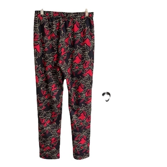 NWT Anthropologie The Korner Red/black Leaf Print High Waisted Pleated Pant - Picture 3 of 7